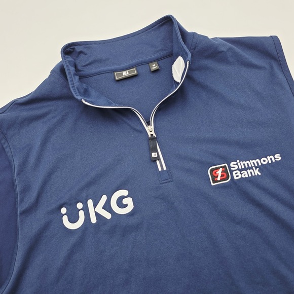 Tour Issued FootJoy FJ Vest Men's Medium Navy 1/4 Zip UKG Lexus Golf Pullover